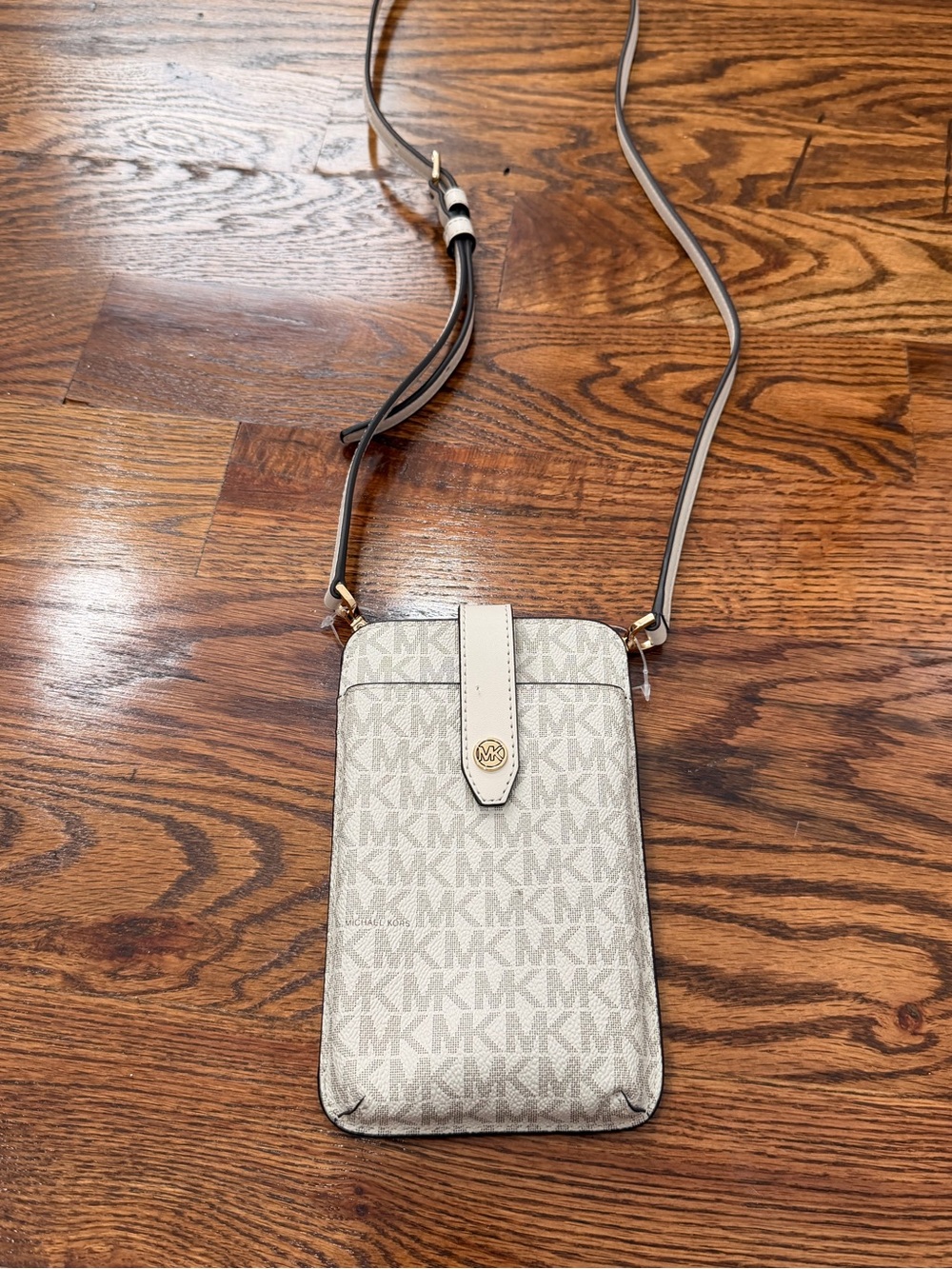 Michael Kors Beige Logo Crossbody Phone Pouch